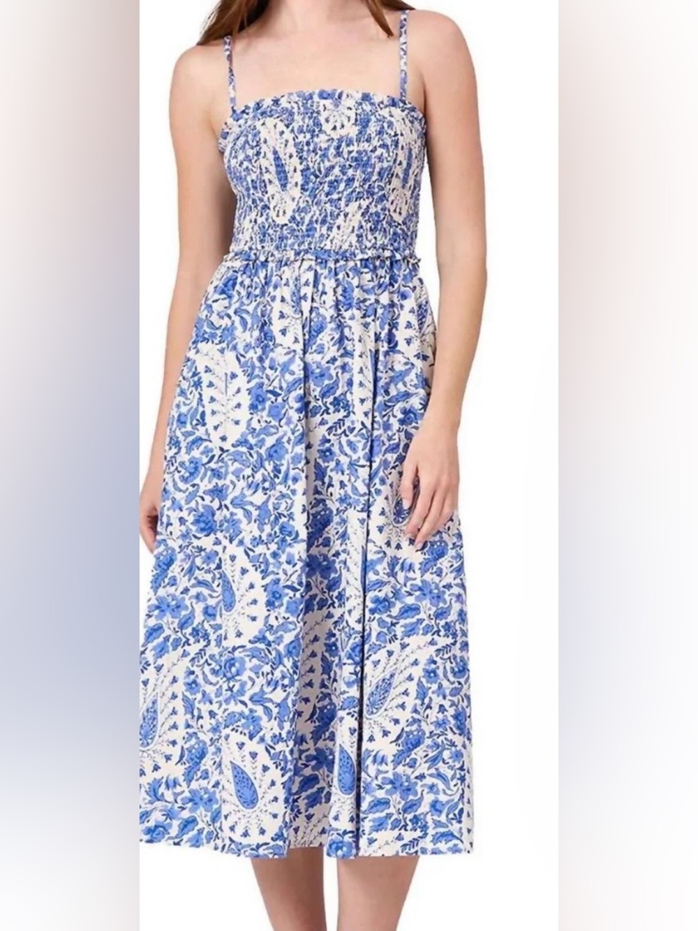Livro Smocked Dress in Steel Paisley Size XS